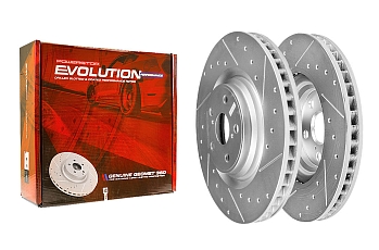 Передний правый тормозной диск Evolution с перфорацией и насечками в покрытии GEOMET для Lexus LS 2011+