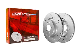 Передний тормозной диск Evolution с перфорацией и насечками в покрытии GEOMET для Land Rover Discovery V, Range Rover IV, Range Rover Sport II