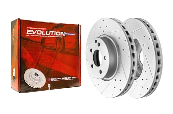 Передний тормозной диск Evolution с перфорацией и насечками в покрытии GEOMET для Mercedes-Benz C-Класс (W204), E-Класс (W212), SLC (R172), SLK (R172)