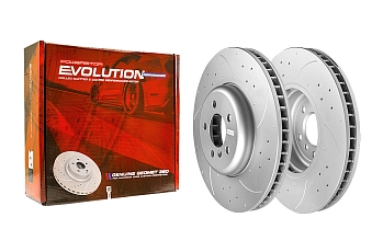 Передний тормозной диск Evolution с перфорацией и насечками в покрытии GEOMET для BMW 5 (F10/F11/F07), 6 (F06/F13/F12), 7 (F01/F02/F04) левый