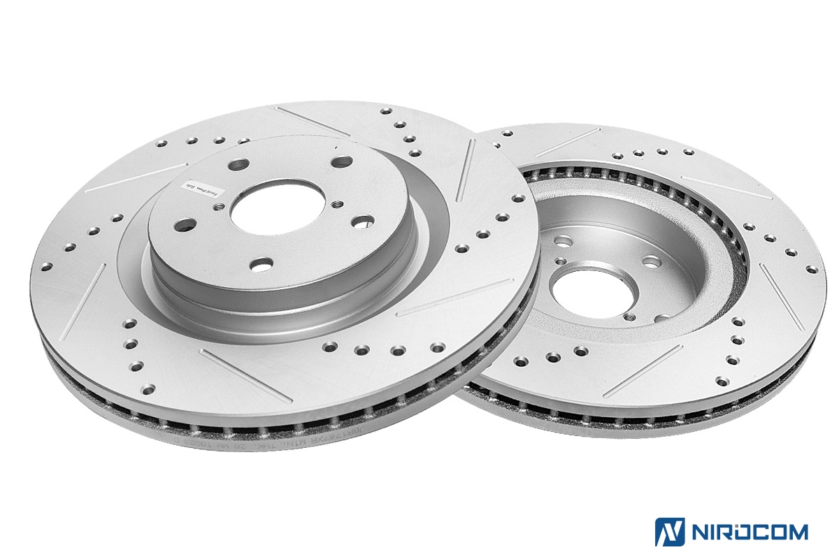 Передний тормозной диск Evolution с перфорацией и насечками в покрытии GEOMET для Subaru Forester 2018+