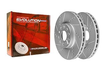 Передний тормозной диск Evolution с перфорацией и насечками, в покрытии GEOMET для Audi A3, Q3, TT, SEAT Leon, Skoda Kodiaq, Octavia, Superb, Volkswagen Golf, Jetta, Passat, Tiguan