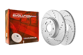 Передний тормозной диск Evolution с перфорацией и насечками в покрытии GEOMET для Hyundai Sonata (DN8), Kia K5 2020+