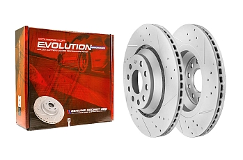Задний тормозной диск Evolution с перфорацией и насечками в покрытии GEOMET для Audi A3, Q2, Q3, TT, SEAT Leon, Skoda Kodiaq, Octavia, Superb, Volkswagen Golf, Passat, Scirocco, Teramont, Tiguan