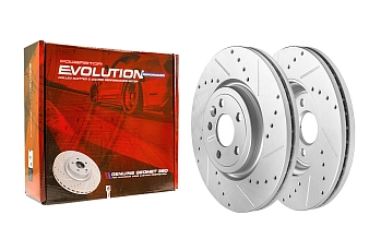 Передний тормозной диск Evolution с перфорацией и насечками в покрытии GEOMET для Jaguar F-Pace, XE, XF, Range Rover Velar
