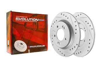 Задний тормозной диск Evolution с перфорацией и насечками в покрытии GEOMET для Hyundai Creta, i30, Sonata, Kia Ceed, Optima, Proceed, Soul