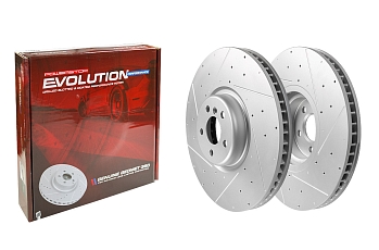 Передний тормозной диск Evolution с перфорацией и насечками в покрытии GEOMET для BMW X5 (G05), X6 (G06), X7 (G07)