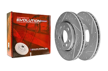 Передний тормозной диск Evolution с перфорацией и насечками, в покрытии GEOMET для Audi A1, A3, SEAT Leon, Skoda Octavia, Rapid, Roomster, Volkswagen Golf