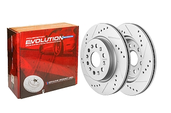 Задний тормозной диск Evolution с перфорацией и насечками в покрытии GEOMET для Cadillac XT5 2016+, XT6 2019+, Chevrolet Blazer 2018+, Traverse 2017+