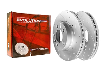 Передний правый тормозной диск Evolution с перфорацией и насечками в покрытии GEOMET для Porsche Cayenne 2002-2010, Volkswagen Touareg 2002-2018