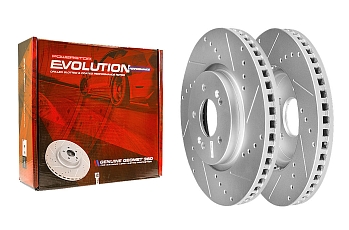 Передний тормозной диск Evolution с перфорацией и насечками в покрытии GEOMET для Hyundai Elantra, Sonata, Kia Optima