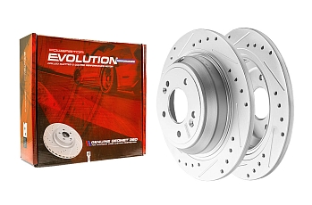 Задний тормозной диск Evolution с перфорацией и насечками в покрытии GEOMET для Genesis G70, Kia Stinger