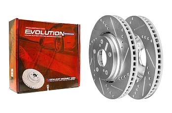 Передний тормозной диск Evolution с перфорацией и насечками в покрытии GEOMET для Lexus LM, Toyota Alphard