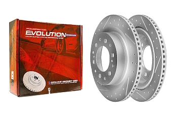 Задний тормозной диск Evolution с перфорацией и насечками в покрытии GEOMET для Lexus GX III, LX IV, Toyota Land Cruiser 300, Land Cruiser Prado 250, Sequoia III, Tundra III