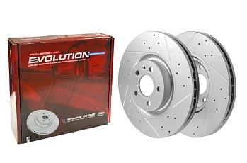 Передний тормозной диск Evolution с перфорацией и насечками в покрытии GEOMET для Volvo S90 II 234