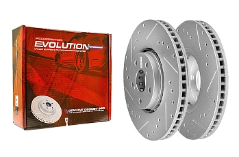Передний левый тормозной диск Evolution с перфорацией и насечками в покрытии GEOMET для Lexus IS, GS, RC
