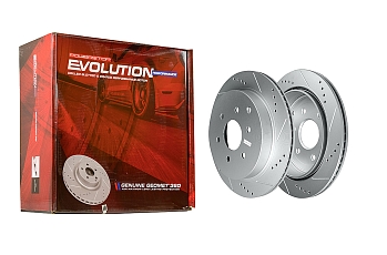 Задний тормозной диск Evolution с перфорацией и насечками в покрытии GEOMET для Infiniti Infiniti QX56 2010-2013, QX80 2013+, Nissan Patrol 2010+