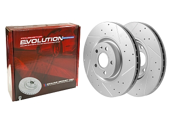 Передний тормозной диск Evolution с перфорацией и насечками в покрытии GEOMET для Geely Tugella, Volvo S60 III, S90 II, V60 II, V90 II, XC40 I, XC60 II