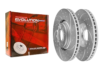 Передний тормозной диск Evolution с перфорацией и насечками в покрытии GEOMET для Audi A4, A6
