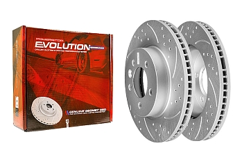 Передний тормозной диск Evolution с перфорацией и насечками в покрытии GEOMET для Land Rover Discovery, Range Rover Sport