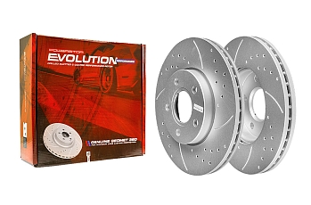 Передний тормозной диск Evolution с перфорацией и насечками в покрытии GEOMET для Ford C-MAX II, Focus III, Volvo S40 II, V50